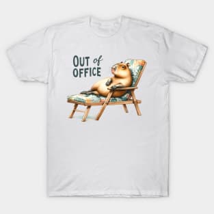 Out of Office Capybara Lounging on Chair T-Shirt